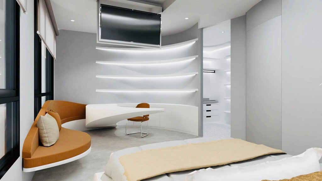 hình thiết kế nội thất 1 phòng ngủ Estella Heights phong cách hiện đại, phòng làm việc